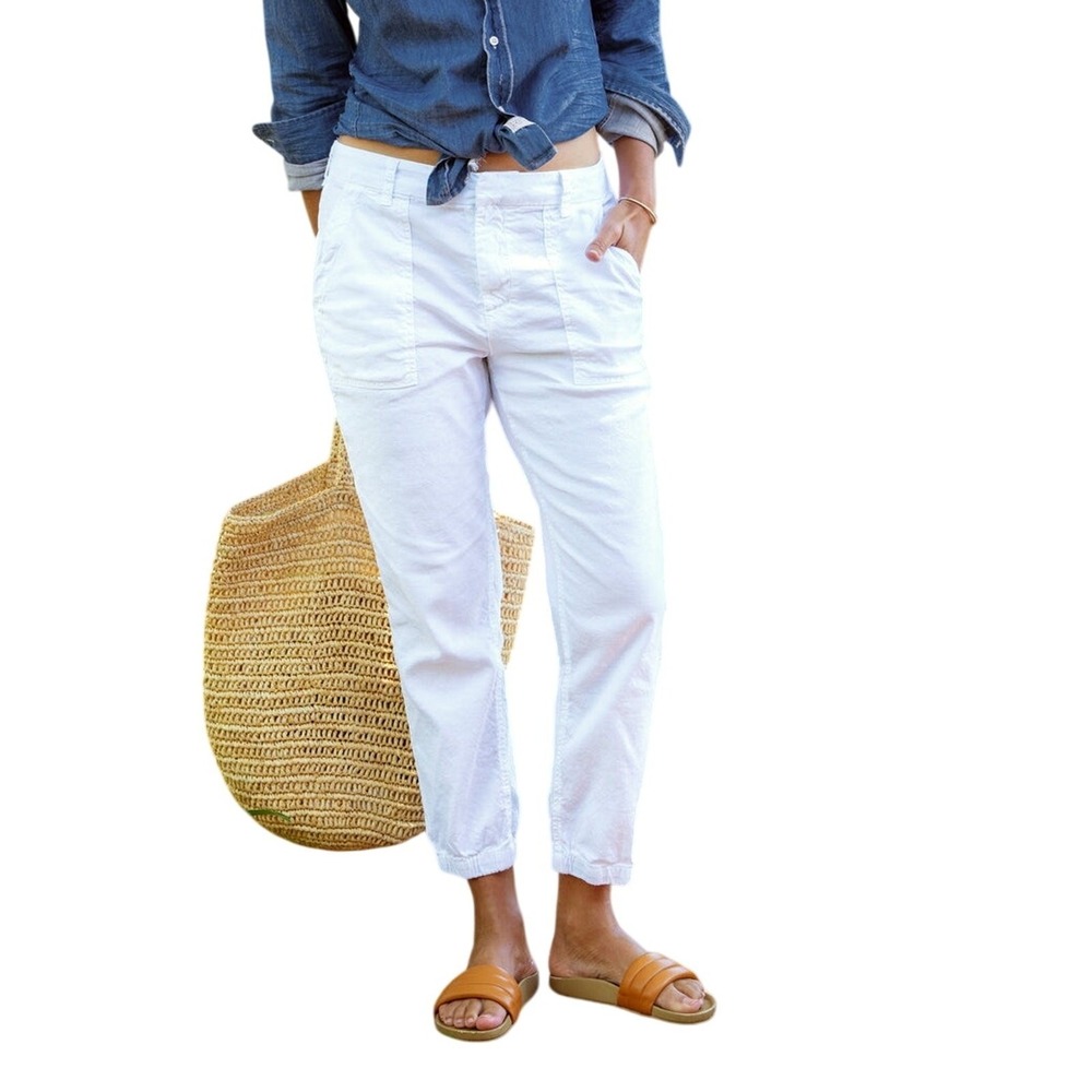 Frank & Eileen White Jameson Utility Jogger Italian Performance Linen Size 10‎